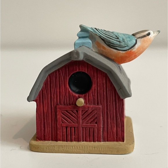 Lenox Garden Birdhouse Miniatures Nuthatch On Birdhouse Thimble Barnwood - Picture 5 of 5